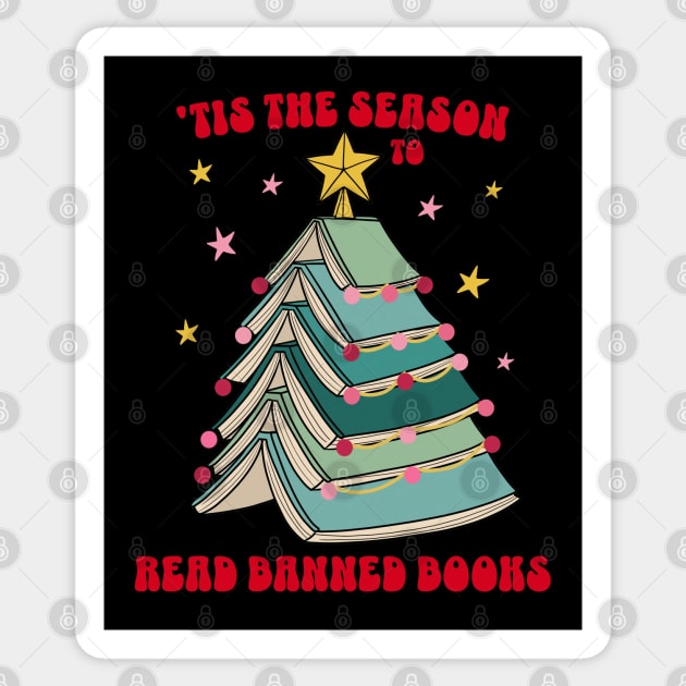 Tis the Season to Read Banned Books LGBTQ Pride Christmas Tree Sticker by PUFFYP